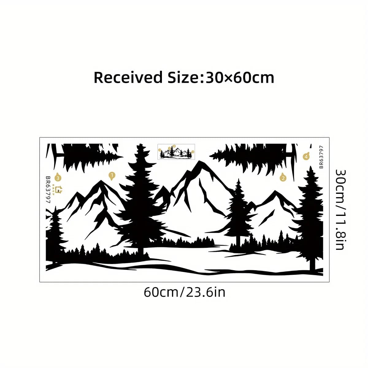 Autocollants muraux Silhouette de forêt de montagne noire, pour chambre à coucher, salon, décoration