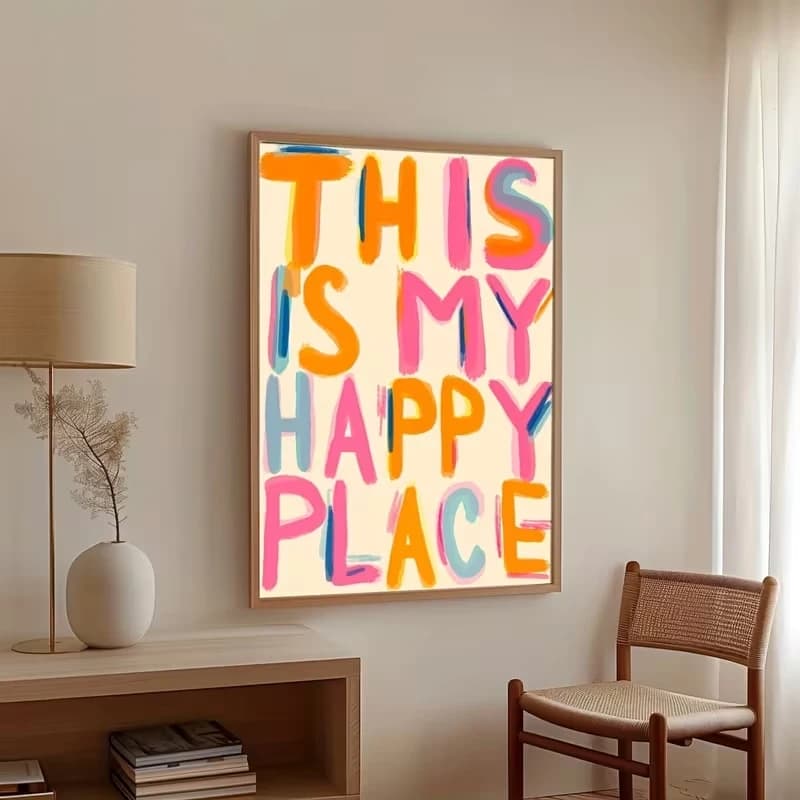 Impression sur toile de citations modernes « This Is My Happy Place », affiche d'art mural pour cham