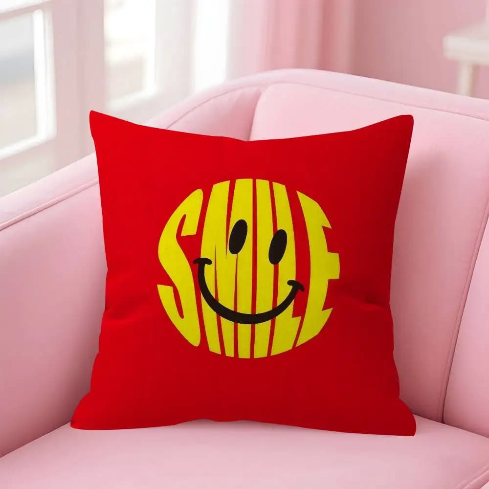 Housse de coussin Anime Smile fun cute, style ferme, pour canapé, décoration intérieure