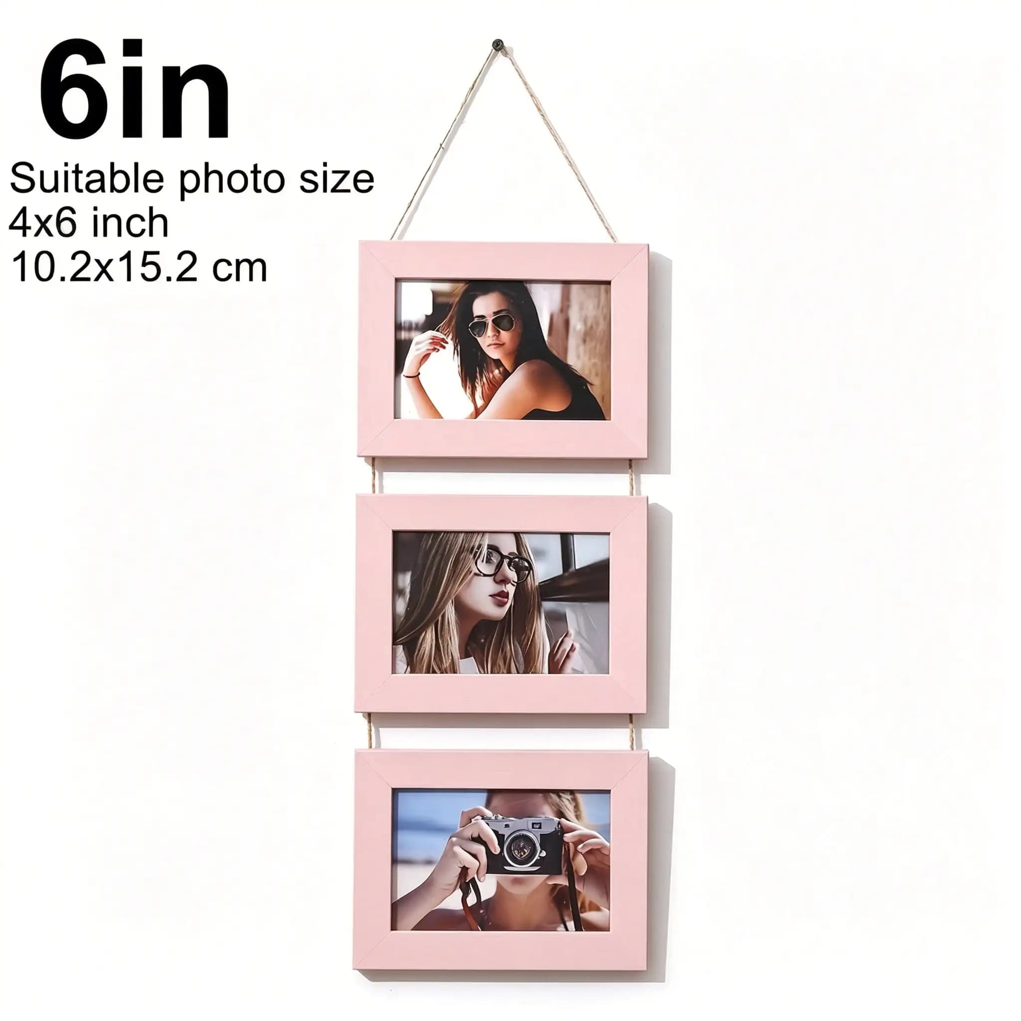 Cadre photo mural rustique en bois, collage de photos multiples, cadre vintage en bois assemblé pour