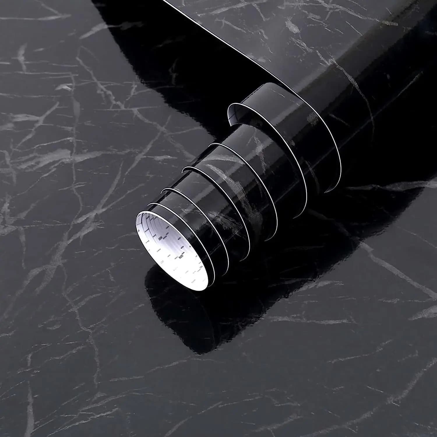 Autocollant de degré d'huile de marbre noir et blanc, papier peint auto-adhésif imperméable, résista