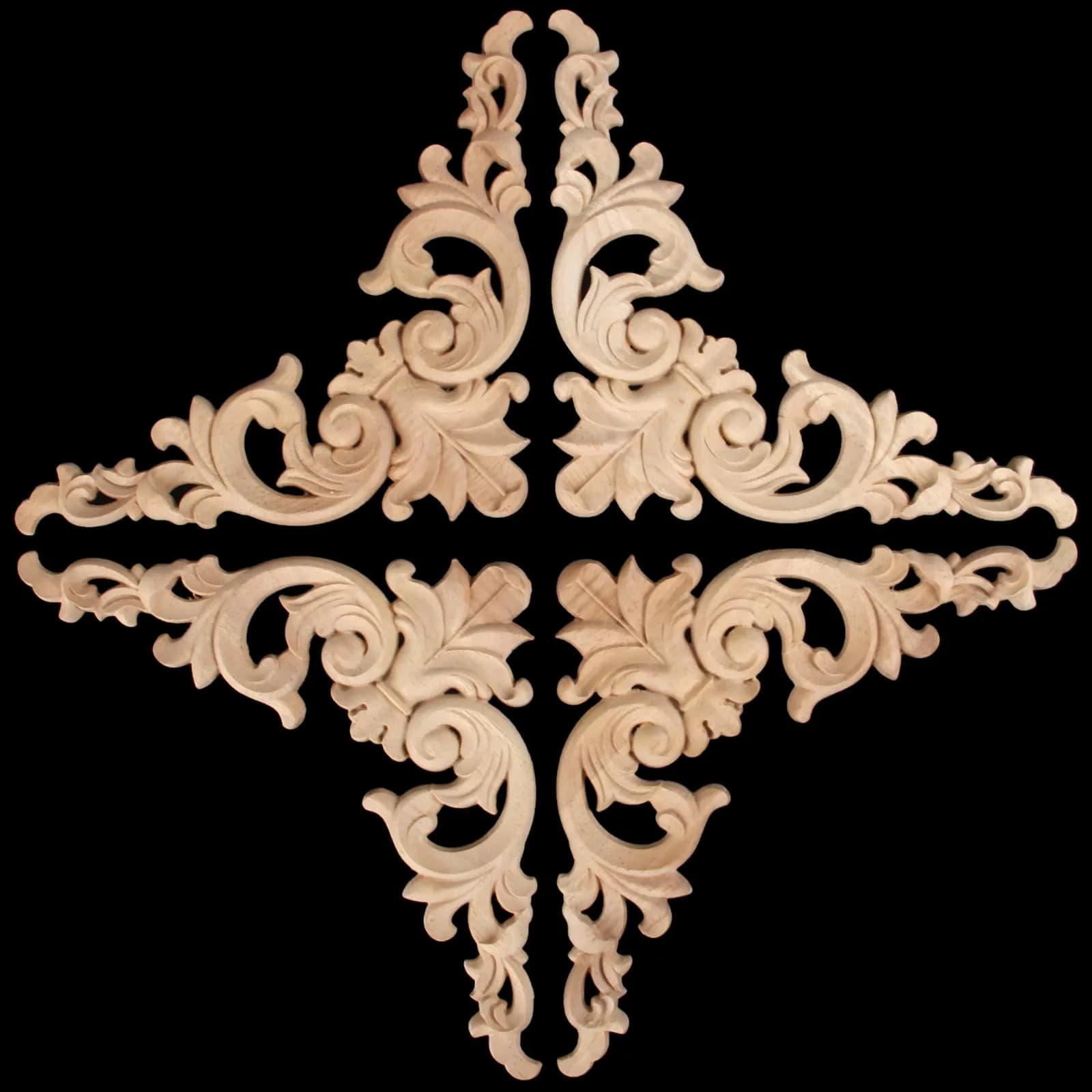 Autocollant d'angle en bois, couronne de branche creuse, planche de fleurs de chêne 8cm/3.15 pouces,