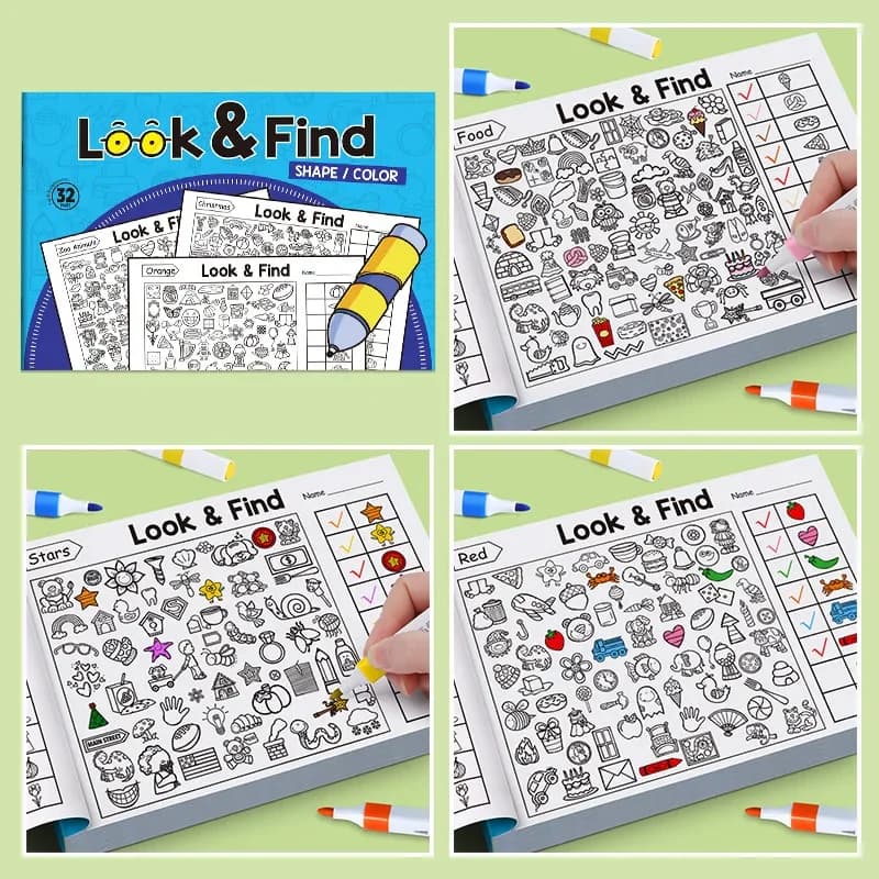 Jeu de recherche d'objets pour enfants, livre de coloriage amusant, améliore la perception visuelle,