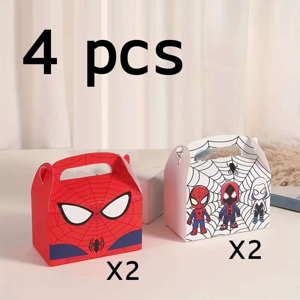 Boîte Cadeau Imprimée Marvel Spider-Man – Pack de 4/12 Pièces – Fournitures de Fête d'Anniversaire –