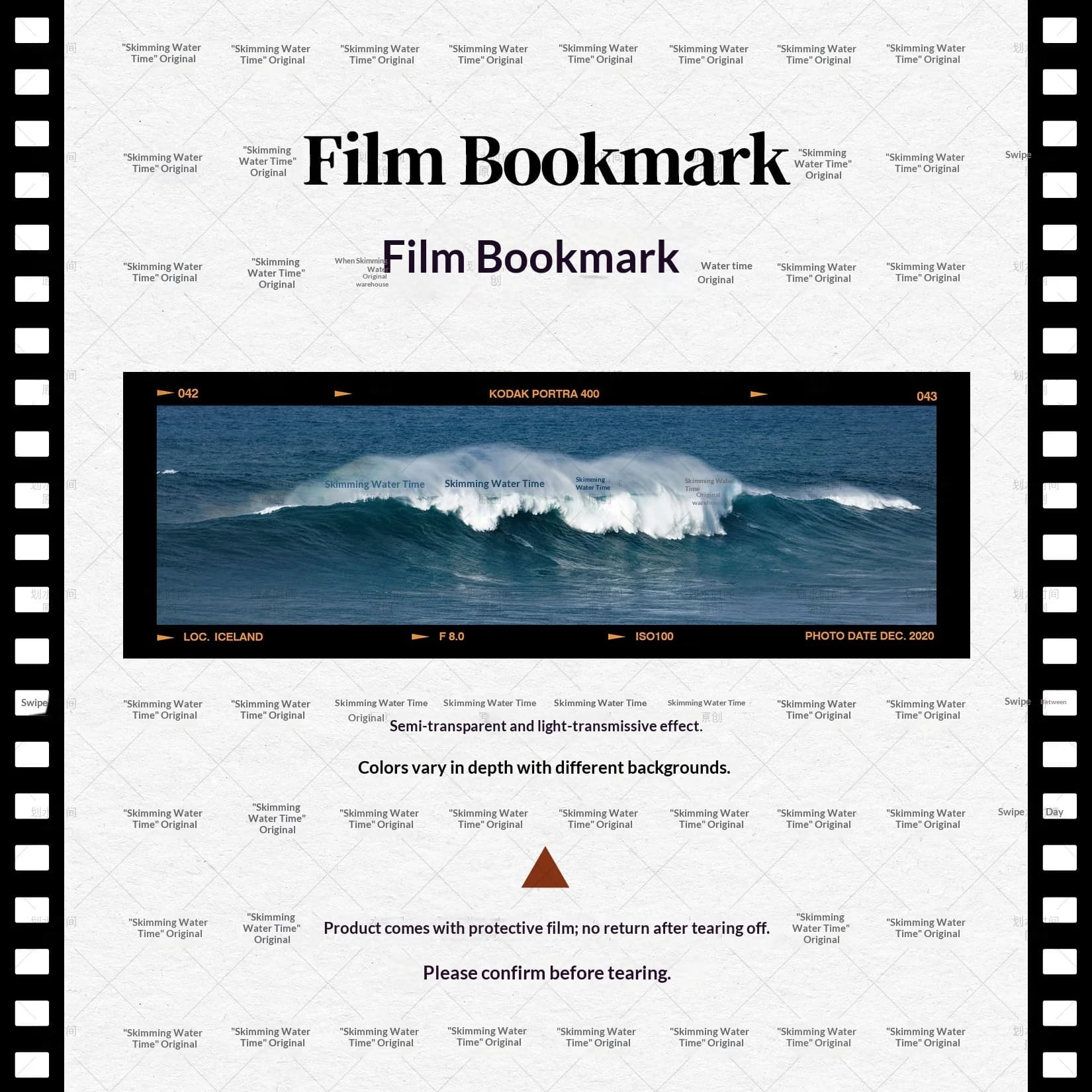 Marque-page en film fait main, vintage, artistique, original, paysage d'aurore polaire d'Islande, ph