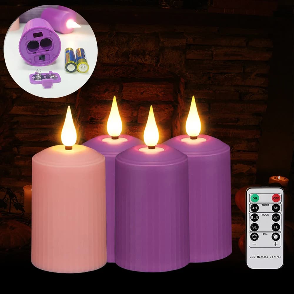 Bougies Led à piles, minuterie lumineuse à distance avec flammes vacillantes, décoration de noël pou