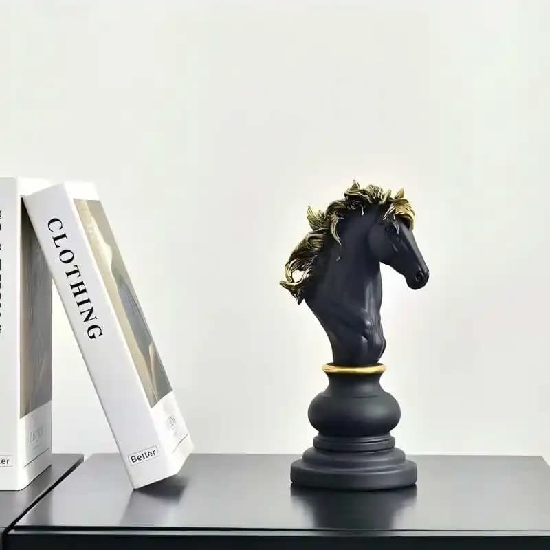 Ensemble de décoration d'échecs tendance 2026, statues en résine noire et or du roi, de la reine et 