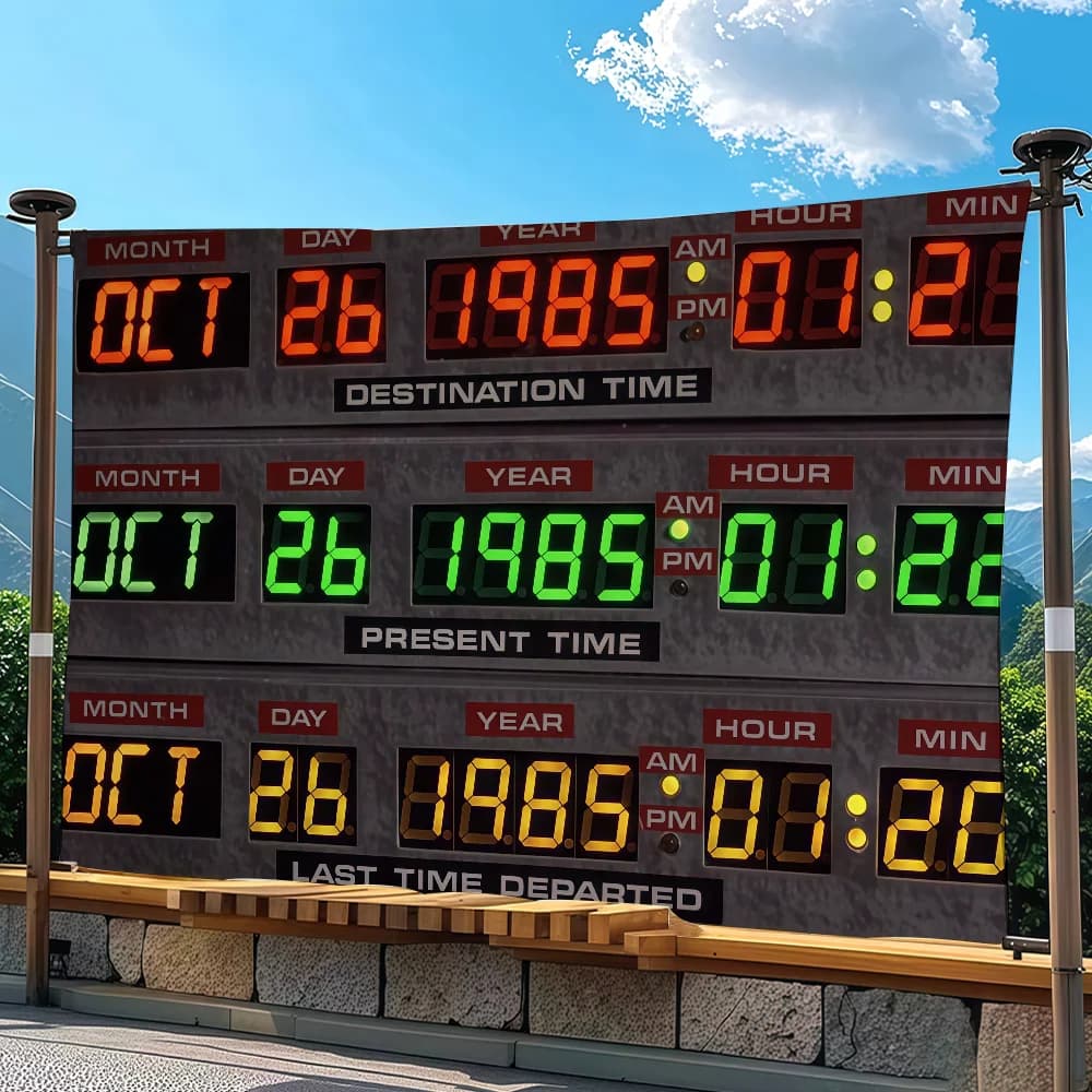 Drapeau de film fantastique « Retour vers le futur », adapté pour les fêtes, les clubs, l'extérieur,