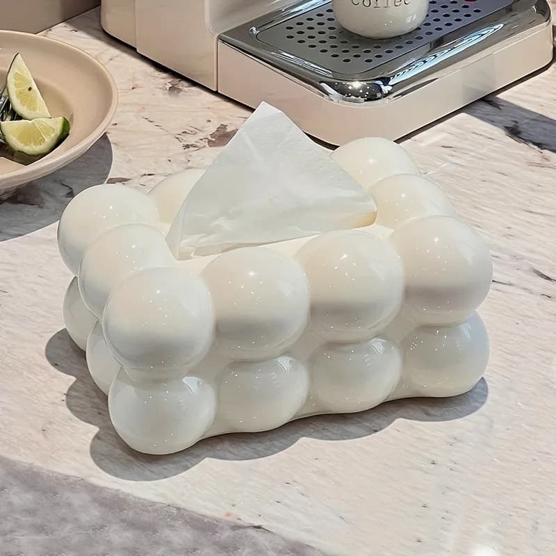 Support de boîte à mouchoirs en plastique brillant moderne en forme de nuage – Décoration d'intérieu
