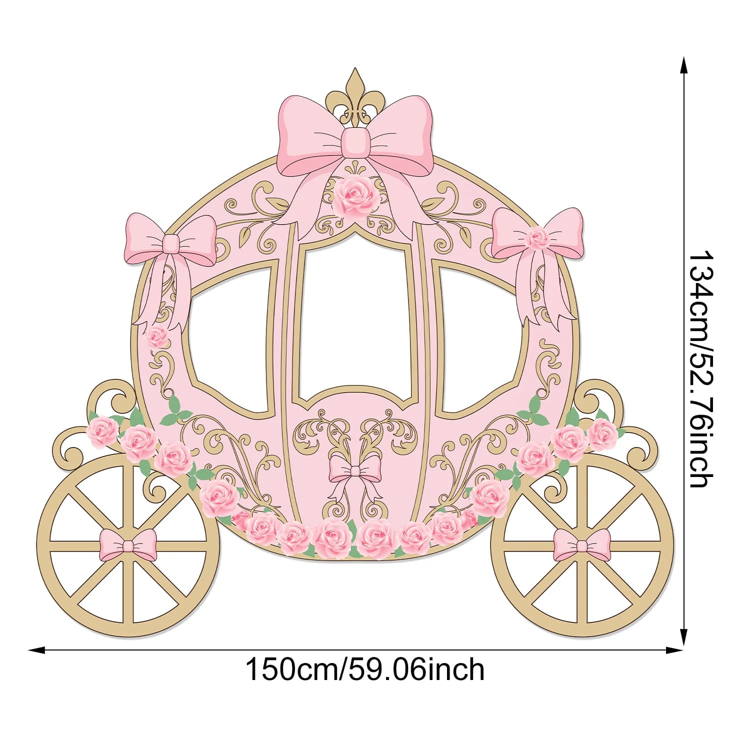 Décorations de fête d'anniversaire de princesse, papillons bleus/rose, roses, carrosse citrouille, a