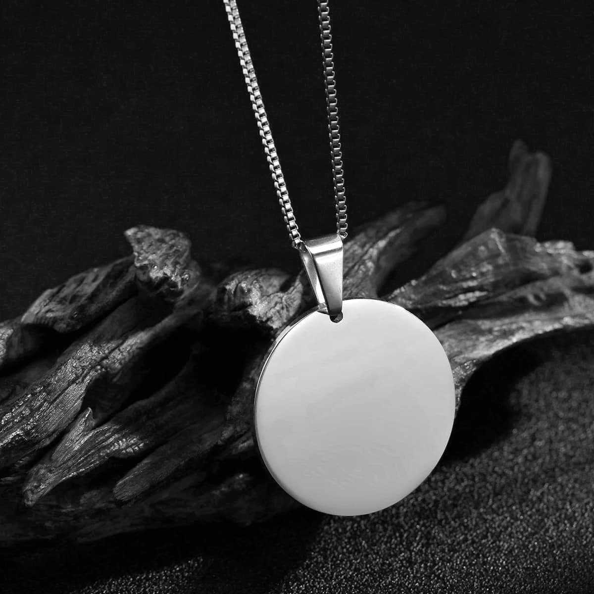 Acheerup Graver Photo texte collier pour femmes personnalisé en acier inoxydable rond pendentif boît