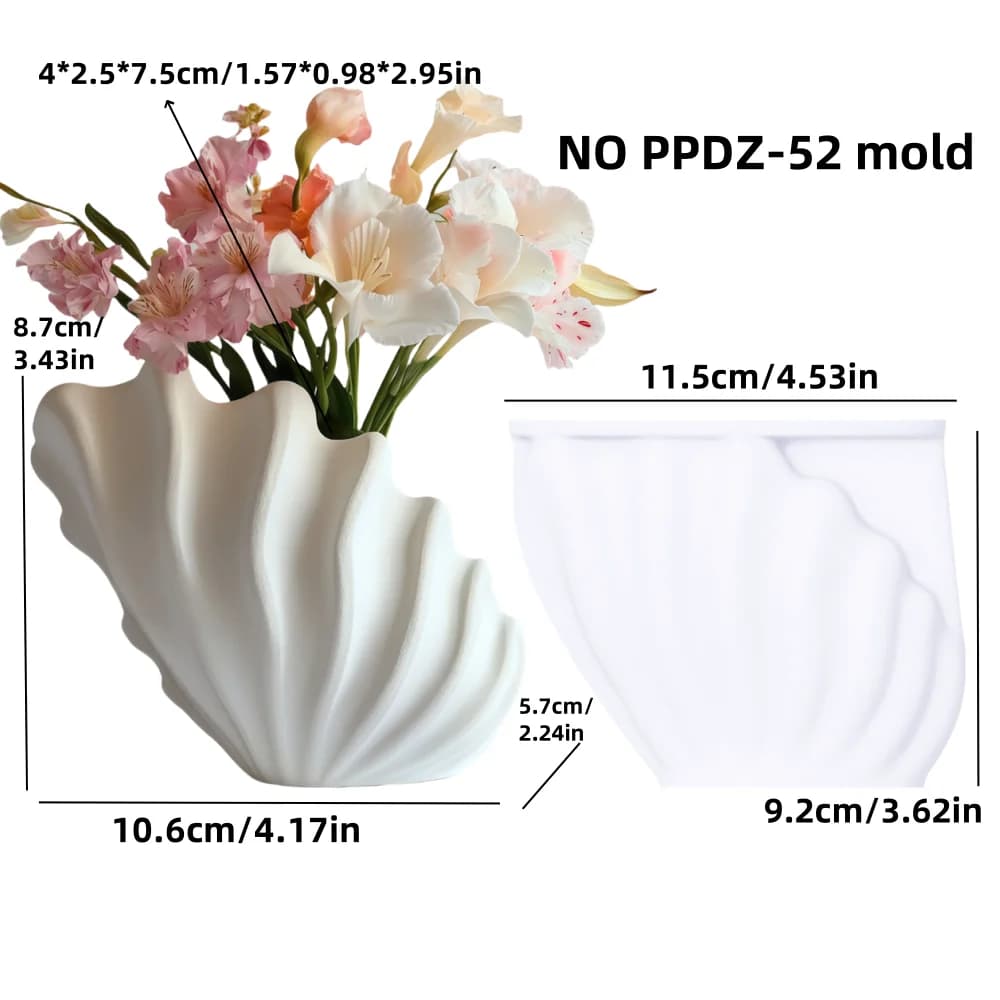 Vase en forme de coquille, moule en résine et silicone, feuille d'éventail, porte-stylo, moule en bé