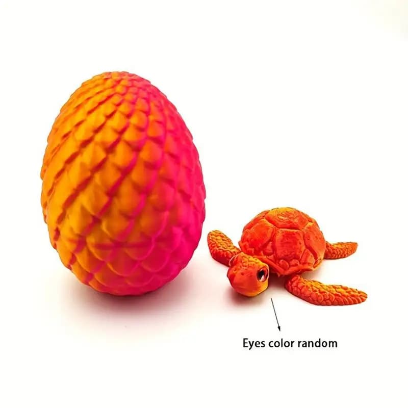【M】Sculpture de tortue marine articulée imprimée en 3D avec œufs, ornement de bureau amusant pour la