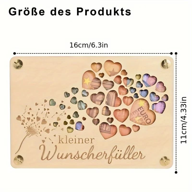 Cadeau de carte de vœux en espèces en bois – Design d'amour unique, adapté aux anniversaires, mariag
