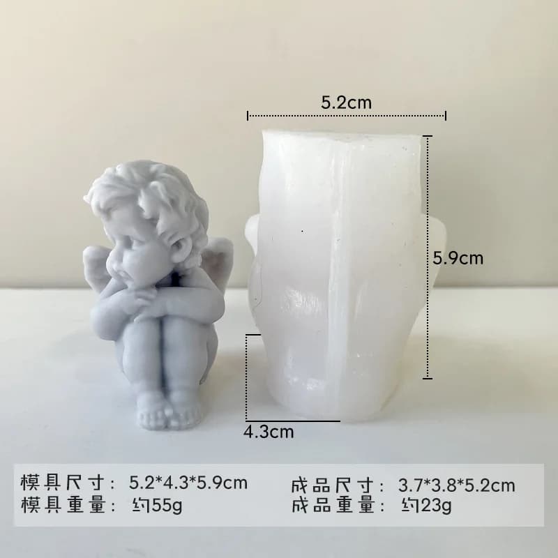 Moule de bougie parfumée petit ange 3D en Silicone, bricolage, ornement en résine de plâtre, bougie 