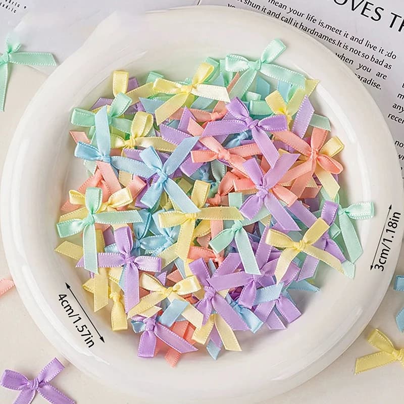 100 ruban coloré nœud ruban Mini ruban Floral nœud papillon bricolage artisanat Scrapbook décoratif 