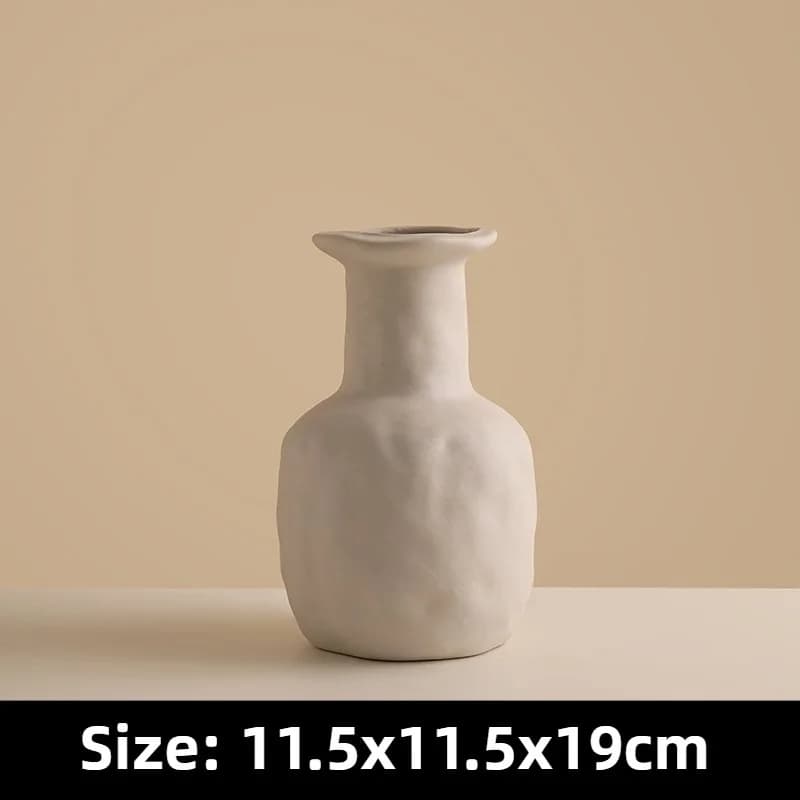 Vase décoratif en céramique, moderne et élégant, forme irrégulière, bouteille de fleurs esthétique, 