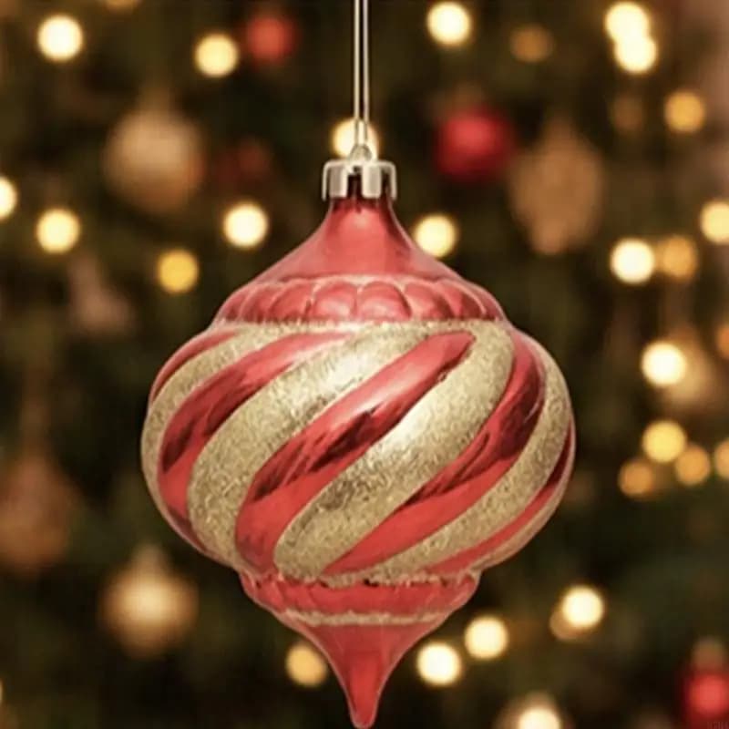 Décoration d'arbre noël scintillante rouge or, Design en spirale, ornement festif suspendu pour arbr