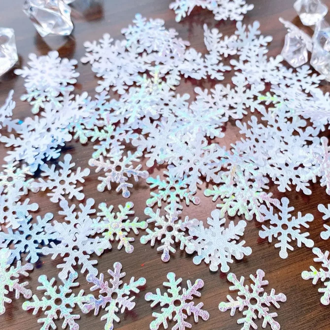1 paquet/300 pièces-flocons de neige de noël, déchets de papier à lancer sur les fêtes, fausses déco