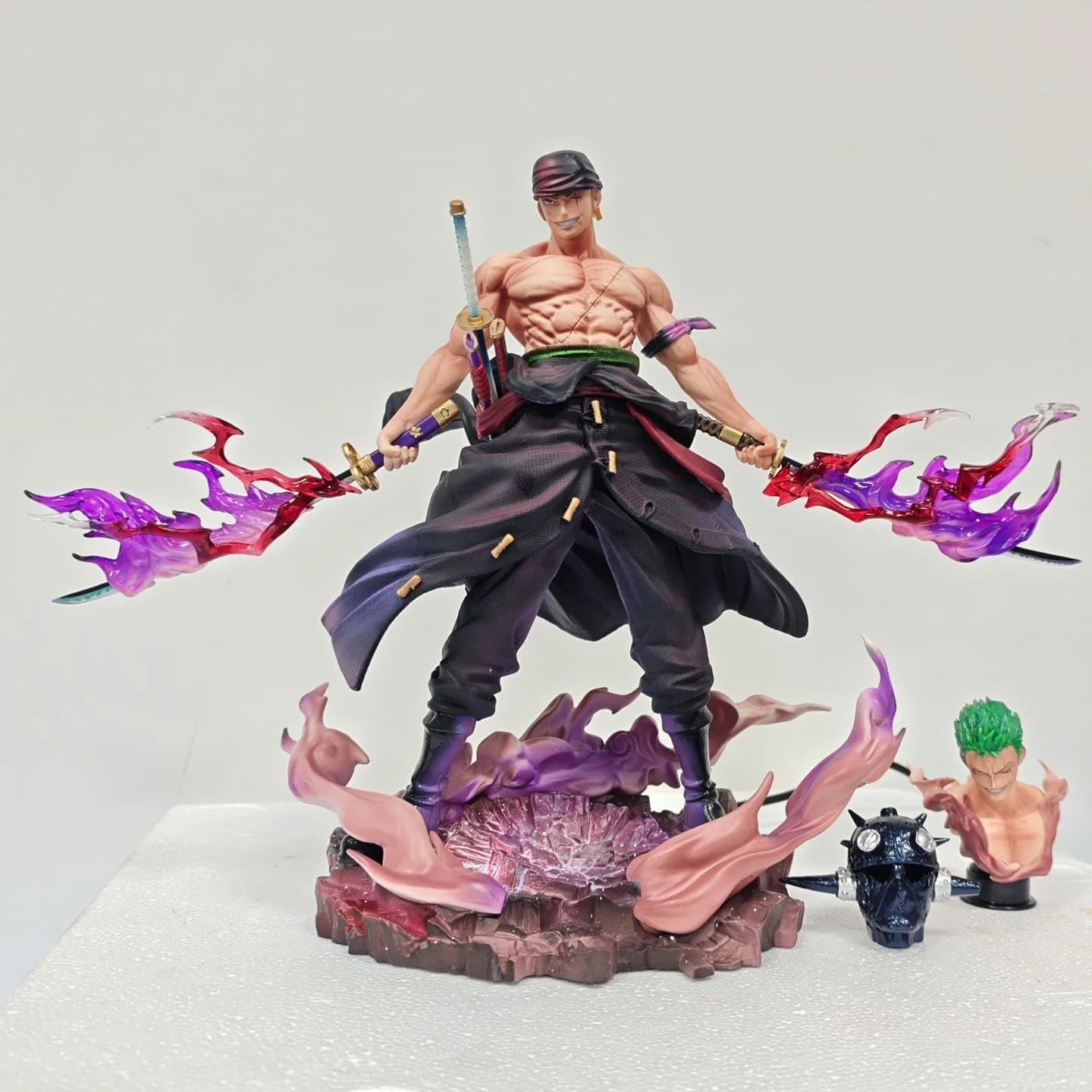 Figurine d'action Anime One Piece Roronoa Zoro, 28cm/11.02 pouces, Statue en PVC, figurines Zoro, mo