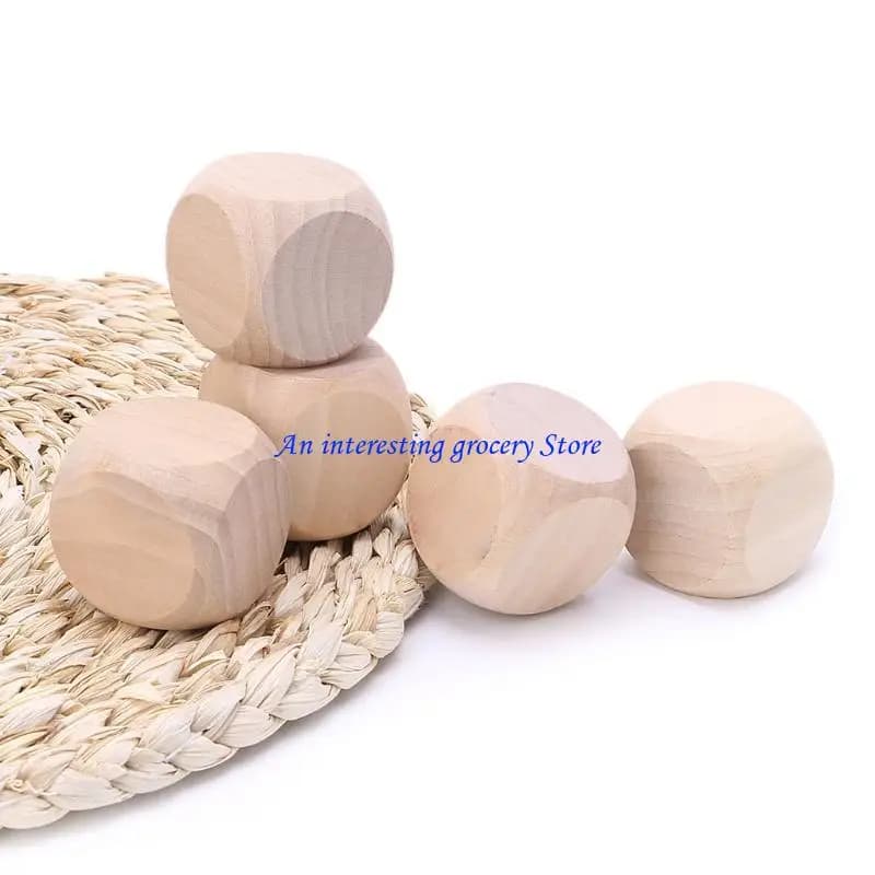 Dés en bois vierges 652D, bloc carré inachevé, Cubes en bois à 6 faces avec arrondis