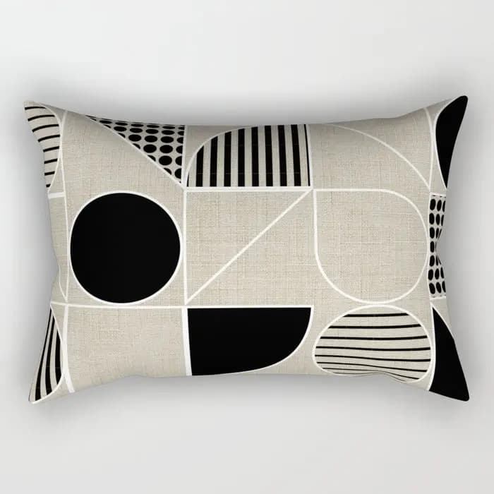 Housse de coussin de canapé, décoration de maison, coussin nordique noir abstrait, motif géométrique