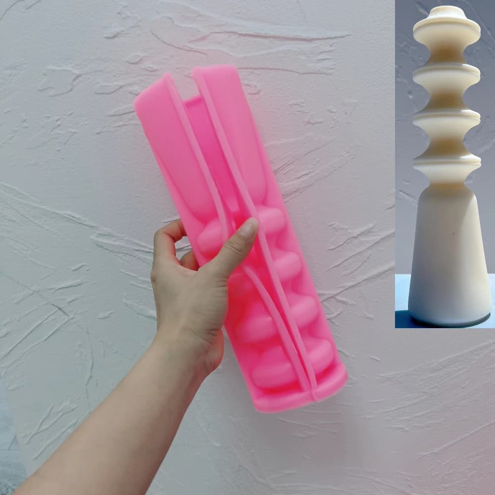 Moule à bougie pilier cylindrique en silicone géométrique, moule décoratif abstrait sculptural, moul