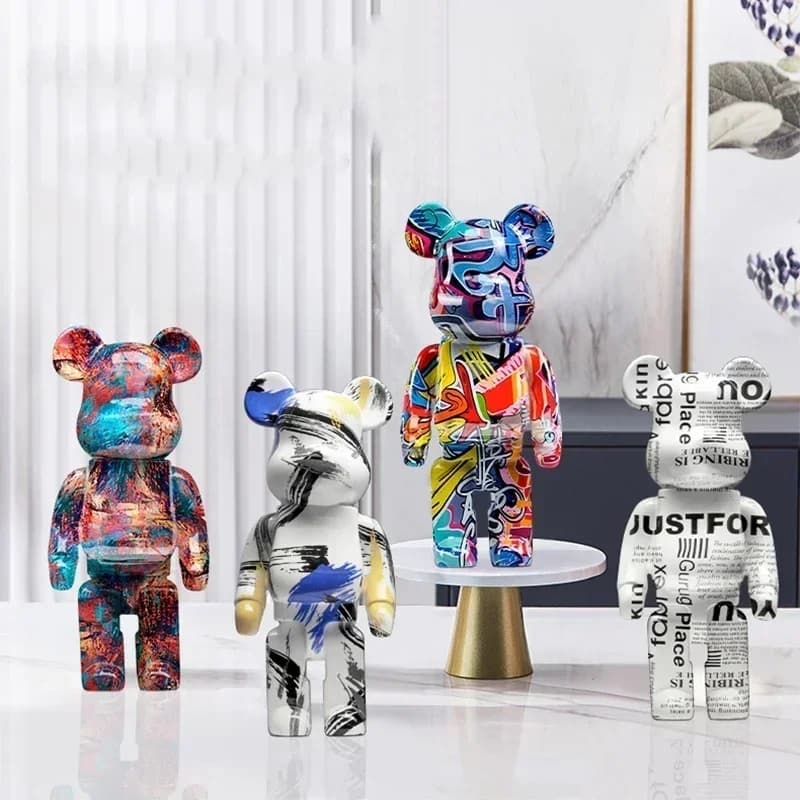 Statue d'ours Graffiti 27cm, bloc de peinture, décor d'ours en résine, ornements de bureau, décorati