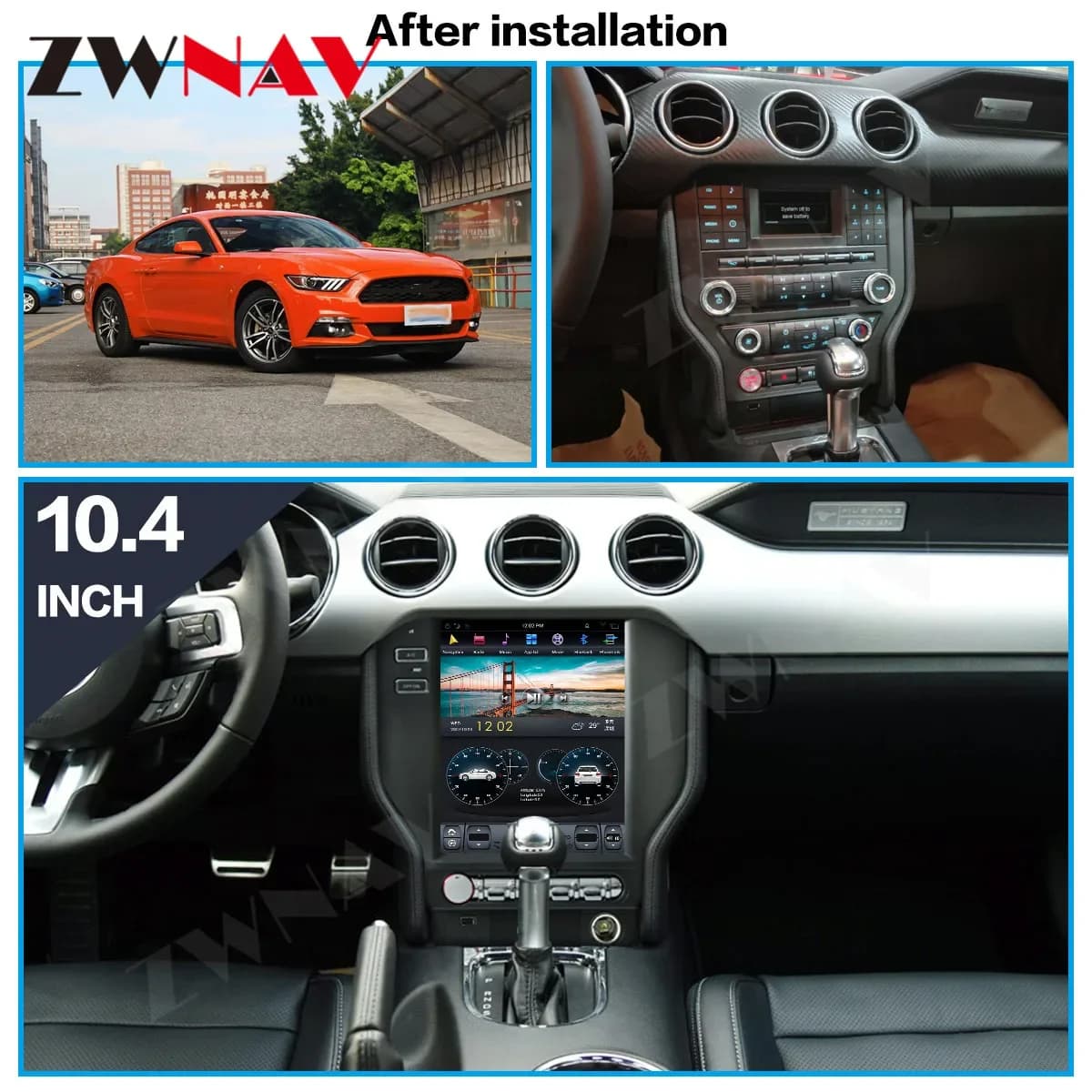 Écran d'affichage de carte Prada pour Ford Mustang 2015-2023, LCD, côté passager HD, compteur de vit