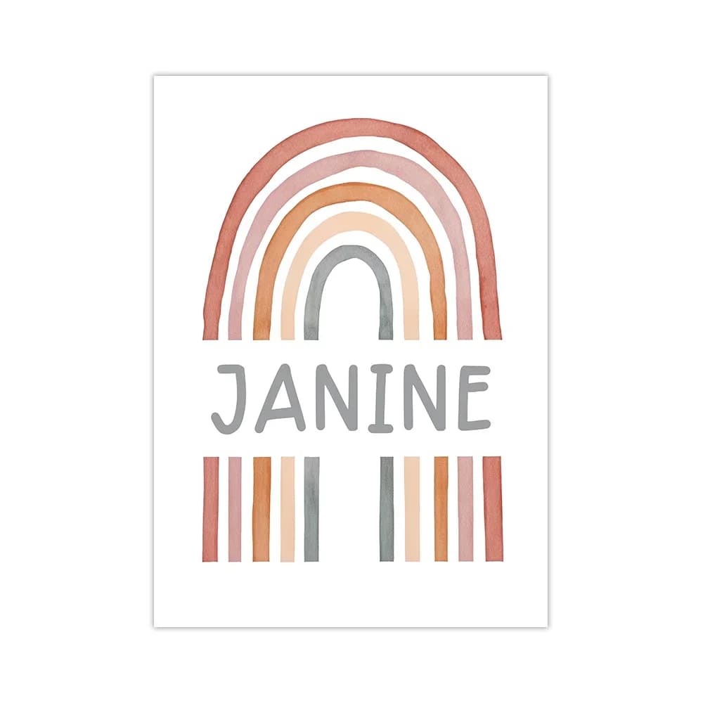 Affiche en Toile Arc-en-ciel Personnalisée avec Nom, Décor avec Nministériels d Papillon Rose pour C