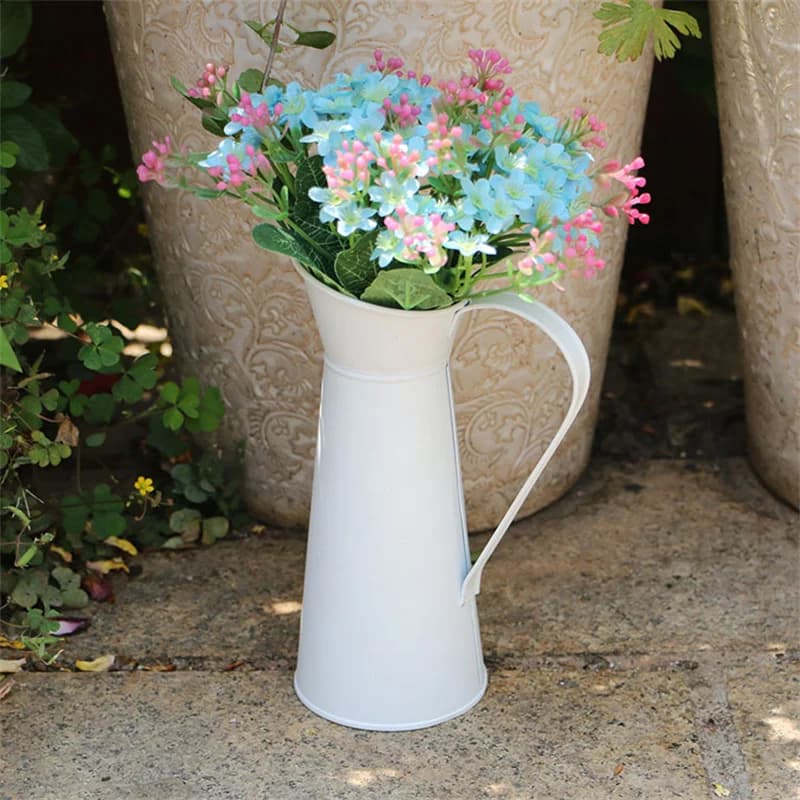 Vase à fleurs vintage Shabby Chic, carafe en métal, décoration d'intérieur, mariage, 18 pichets, 20c