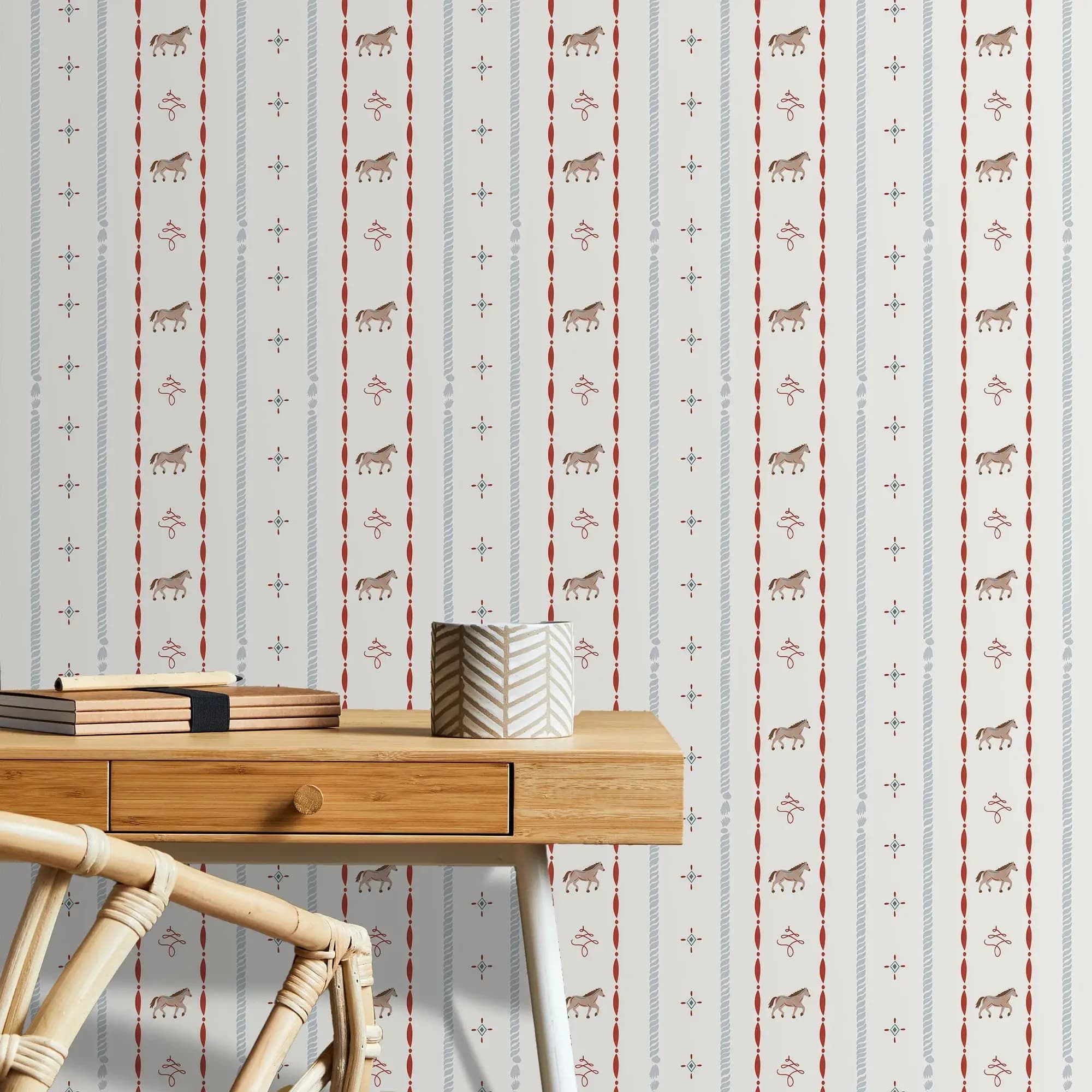 Papier peint à motif géométrique cheval de Style occidental, décor Boho à décoller et à coller pour 