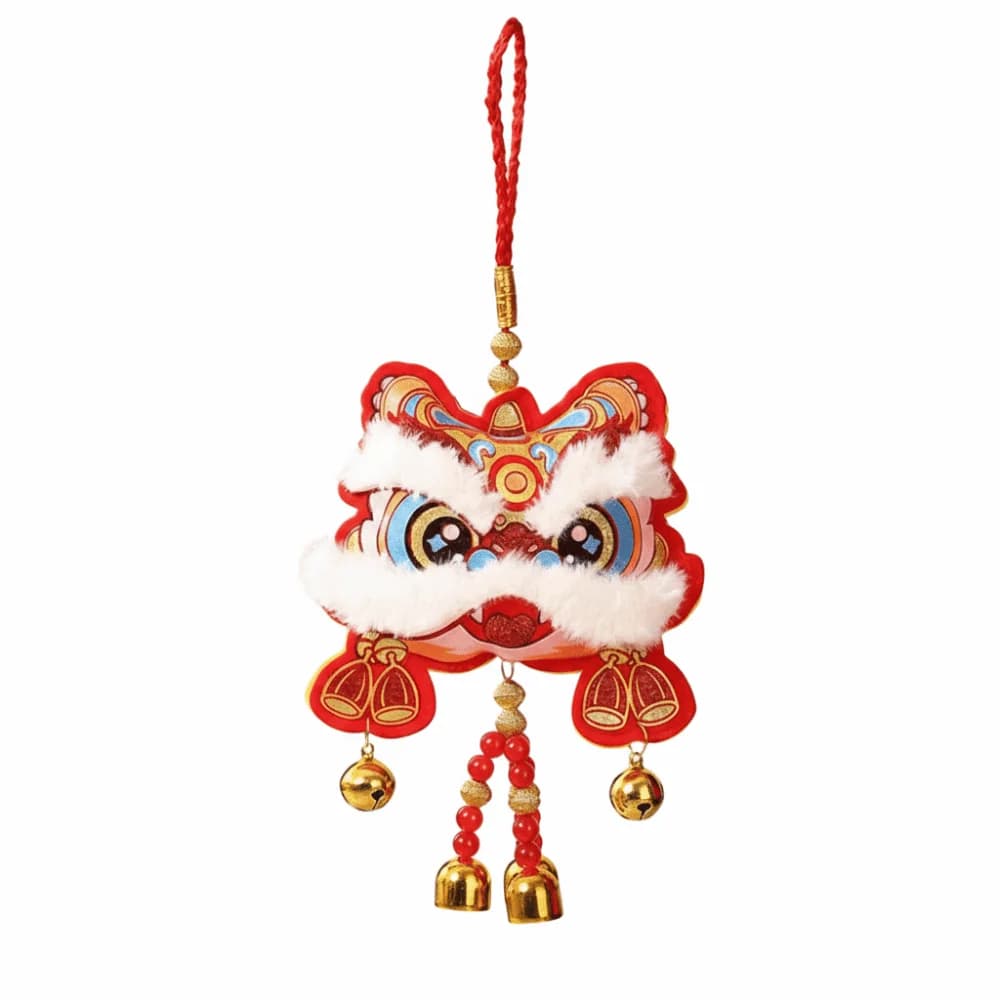 Décoration traditionnelle du nouvel an chinois, Lion de réveil avec cloches, ornement du nouvel an l