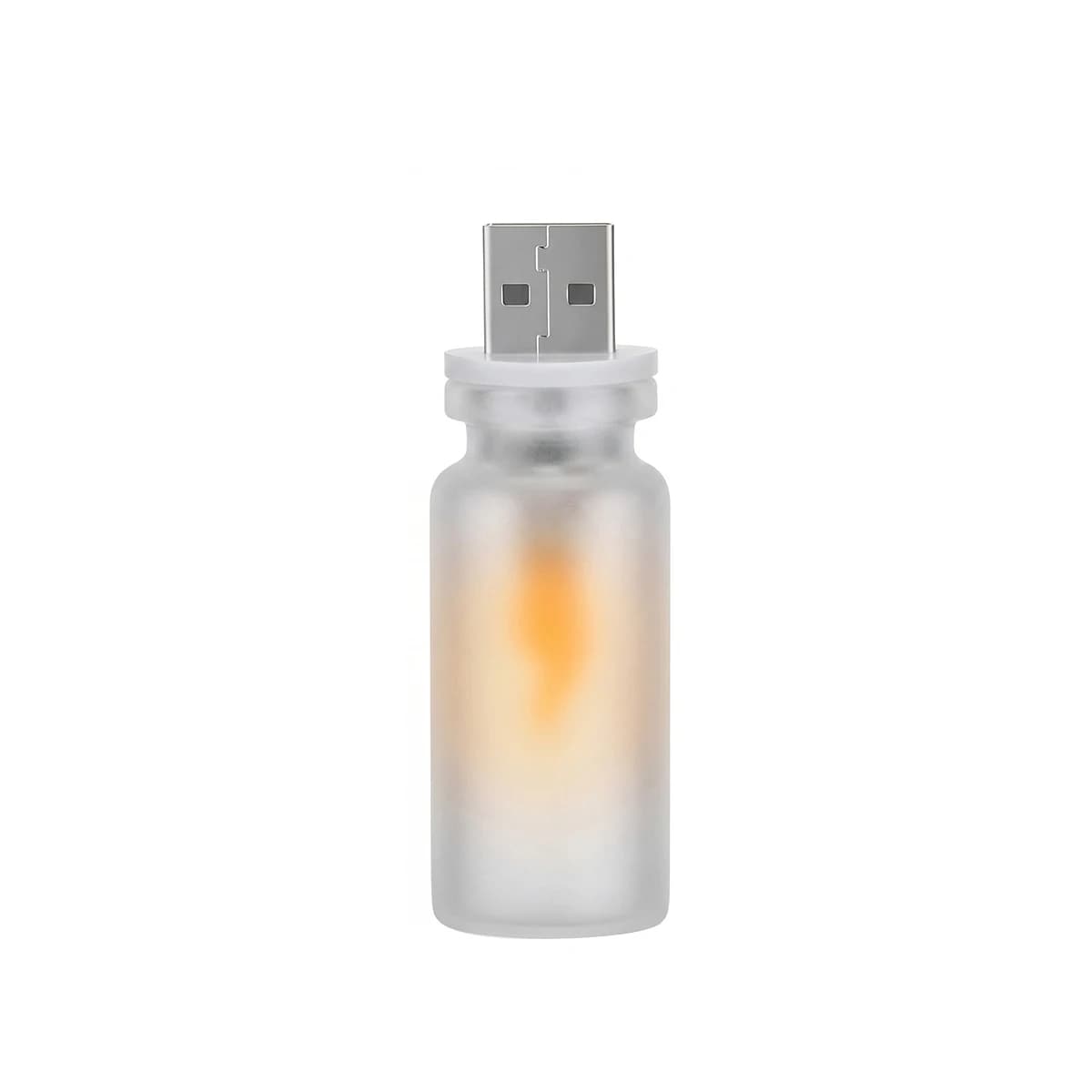 Lampe de nuit LED USB à flamme vacillante en verre dépoli transparent, flamme simulée pour voiture, 