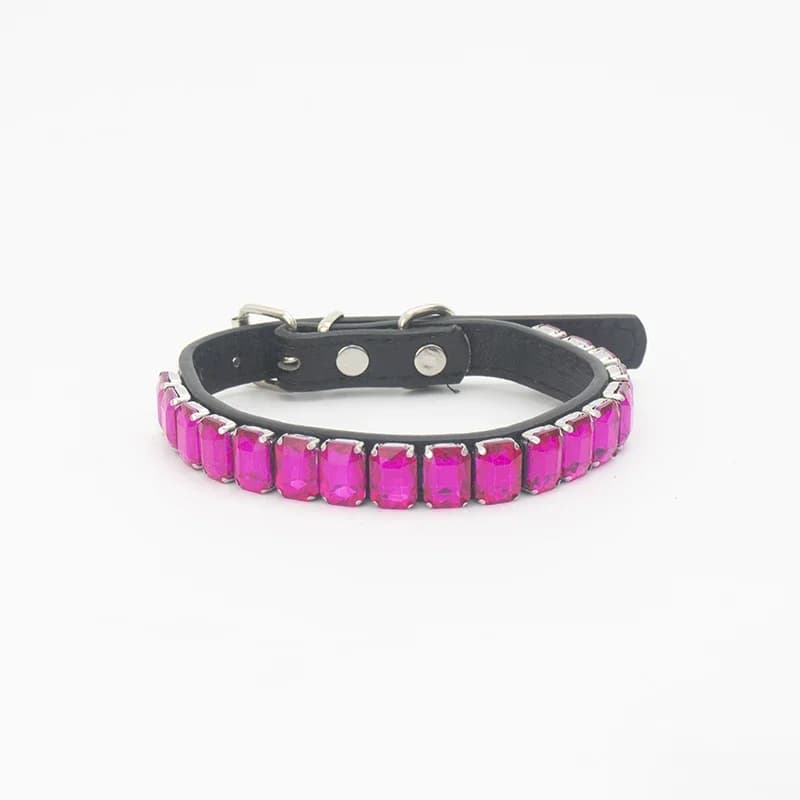 Collier de luxe pour chien, collier pour animaux de compagnie en strass, collier réglable en cuir PU