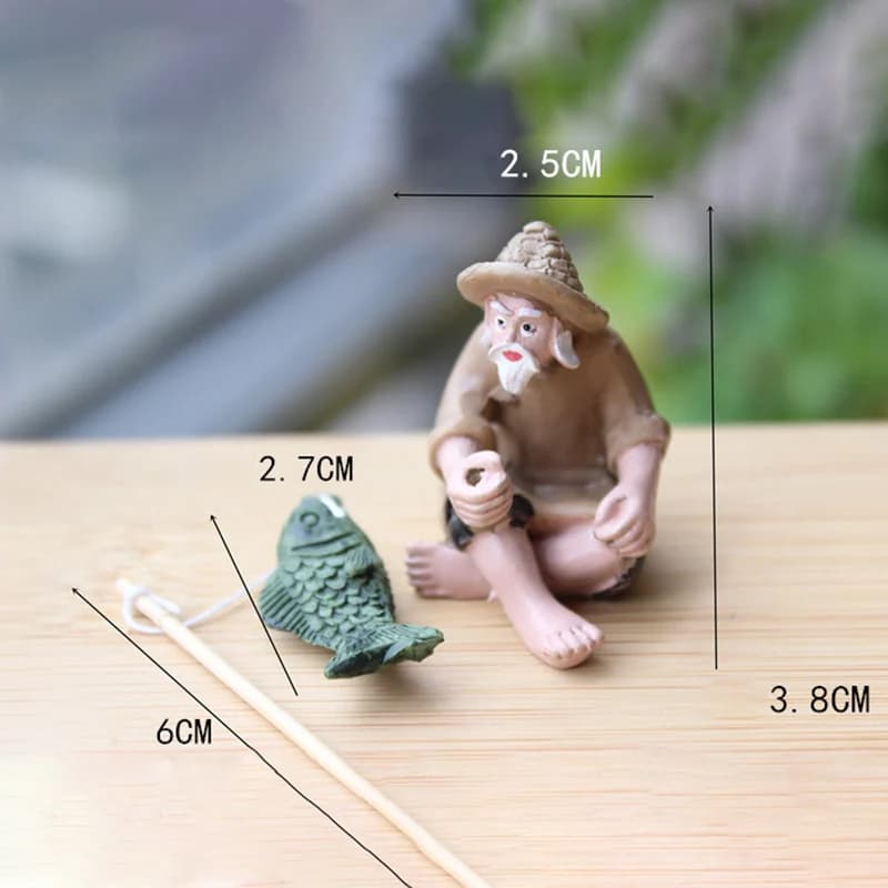 Statue en résine de vieil homme pêcheur, figurine miniature pour décoration de jardin, décoration in