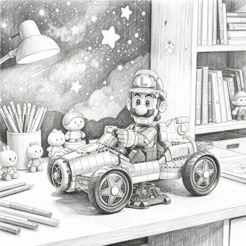 Nouveauté 2026 en stock : Modèle de voiture Super Mario Luigi 2234 pièces à assembler, Jouet voiture