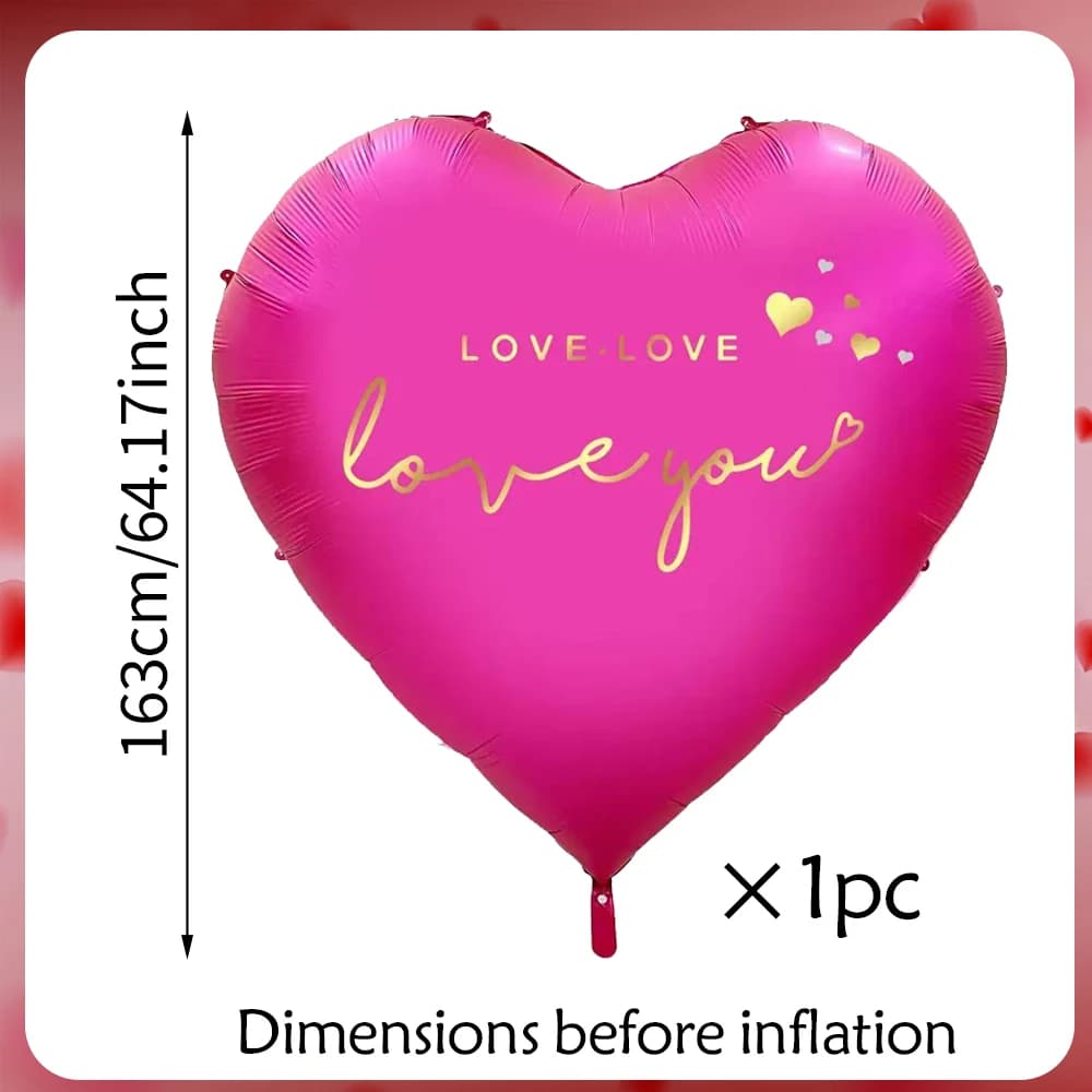 1 ballon d'amour surdimensionné en aluminium Love You de 63 pouces pour la Saint-Valentin, les maria