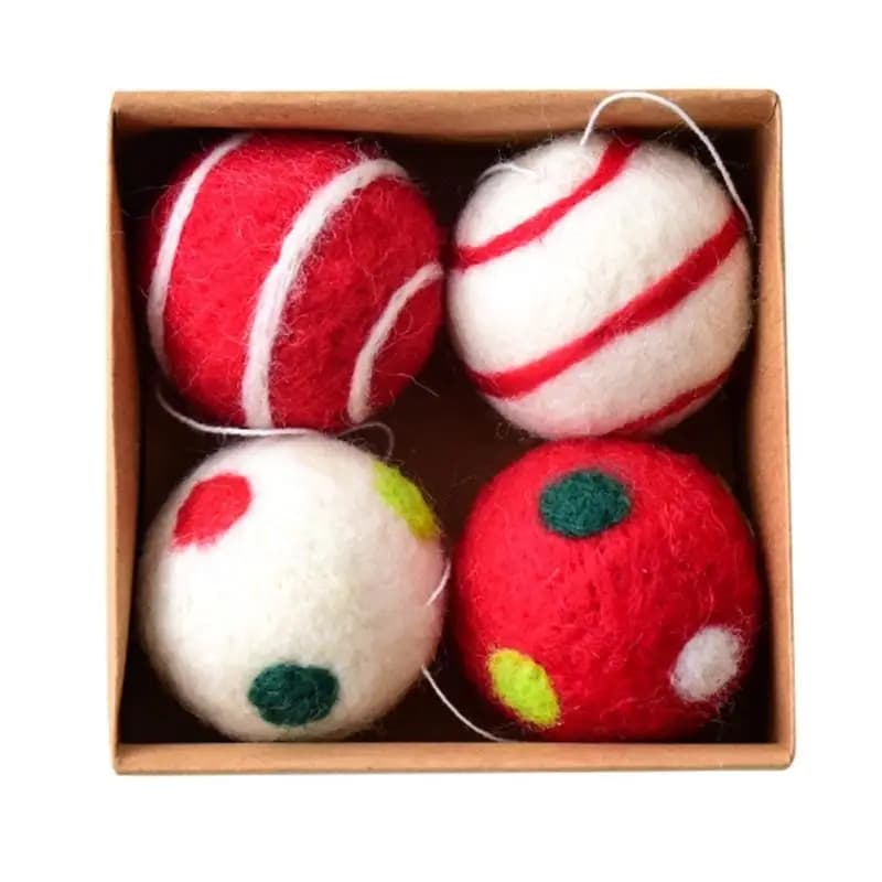 Boules flocon neige en feutre, 4 pièces, décorations suspendues pour arbre noël, fenêtre, décoration