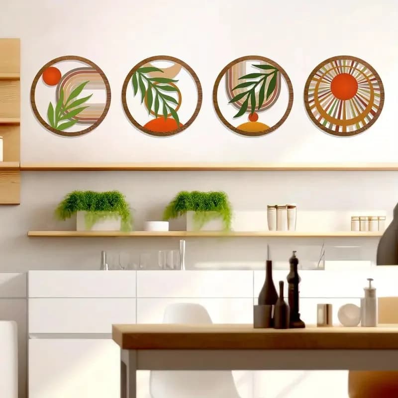 Décorations murales bohème en bois, 4 pièces, Design creux suspendu pour salon, chambre à coucher, c