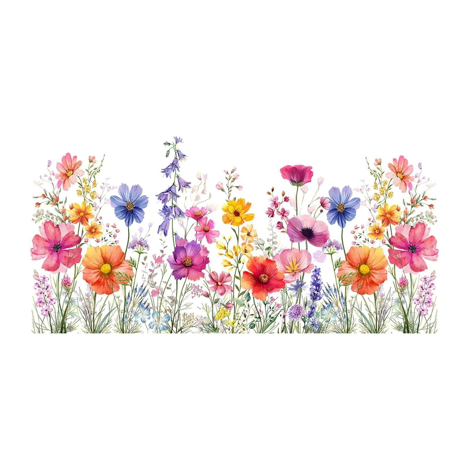 Autocollants floraux colorés pour fenêtre et mur, autocollants créatifs pour salon et chambre à couc