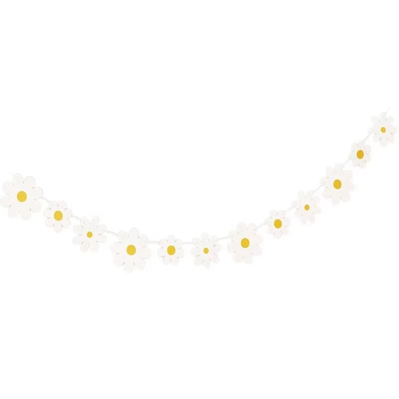 Bannière en papier fleur de marguerite, drapeaux suspendus pour fête à thème de marguerite, ornement