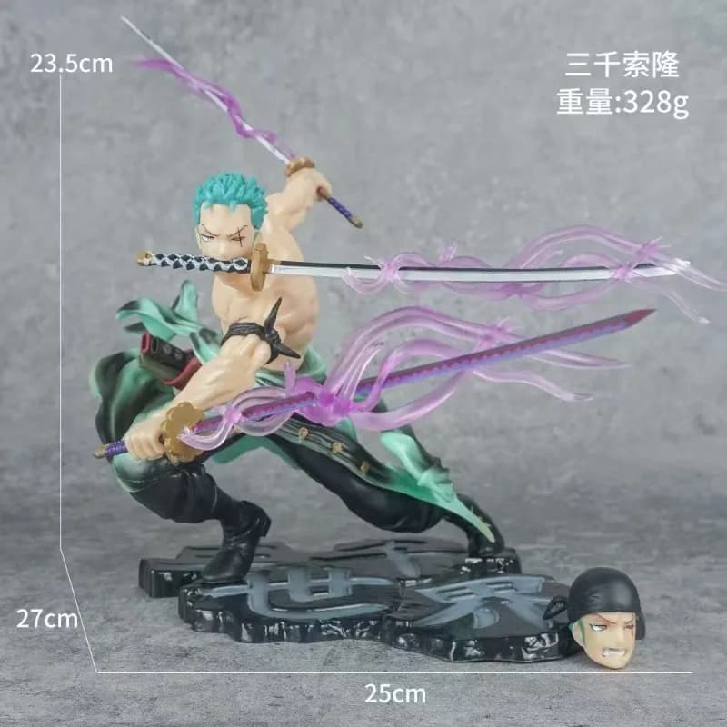Personnage de dessin animé GK Roronoa Zoro, trois des plus grandes statues de dessin animé, collecti