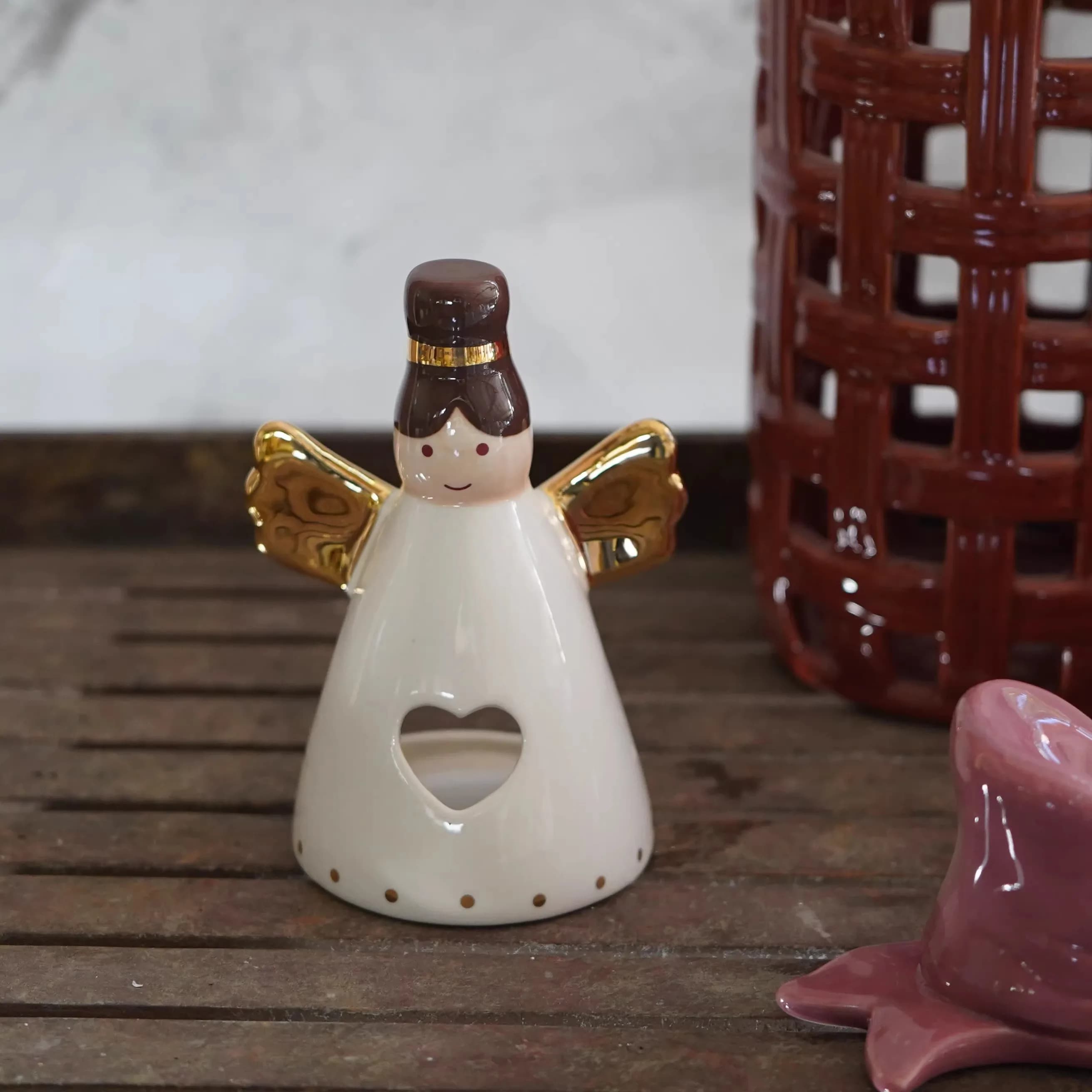 Bougeoir ange en céramique, décoration créative pour la maison, Vase à fleurs et organisateur de ran