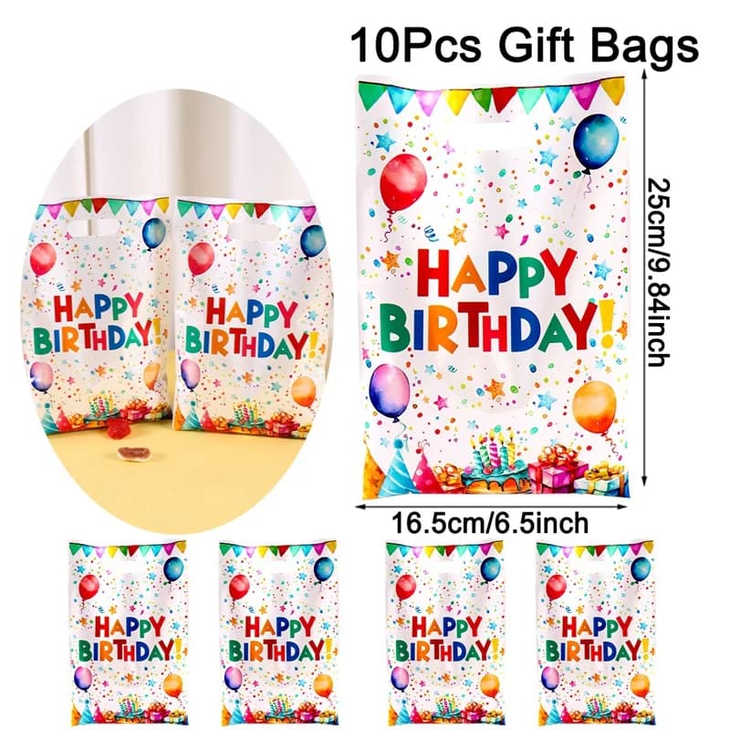 10/20/50pcs Sacs cadeaux pour fête d'anniversaire, sacs à main pour ballons d'anniversaire, décorati
