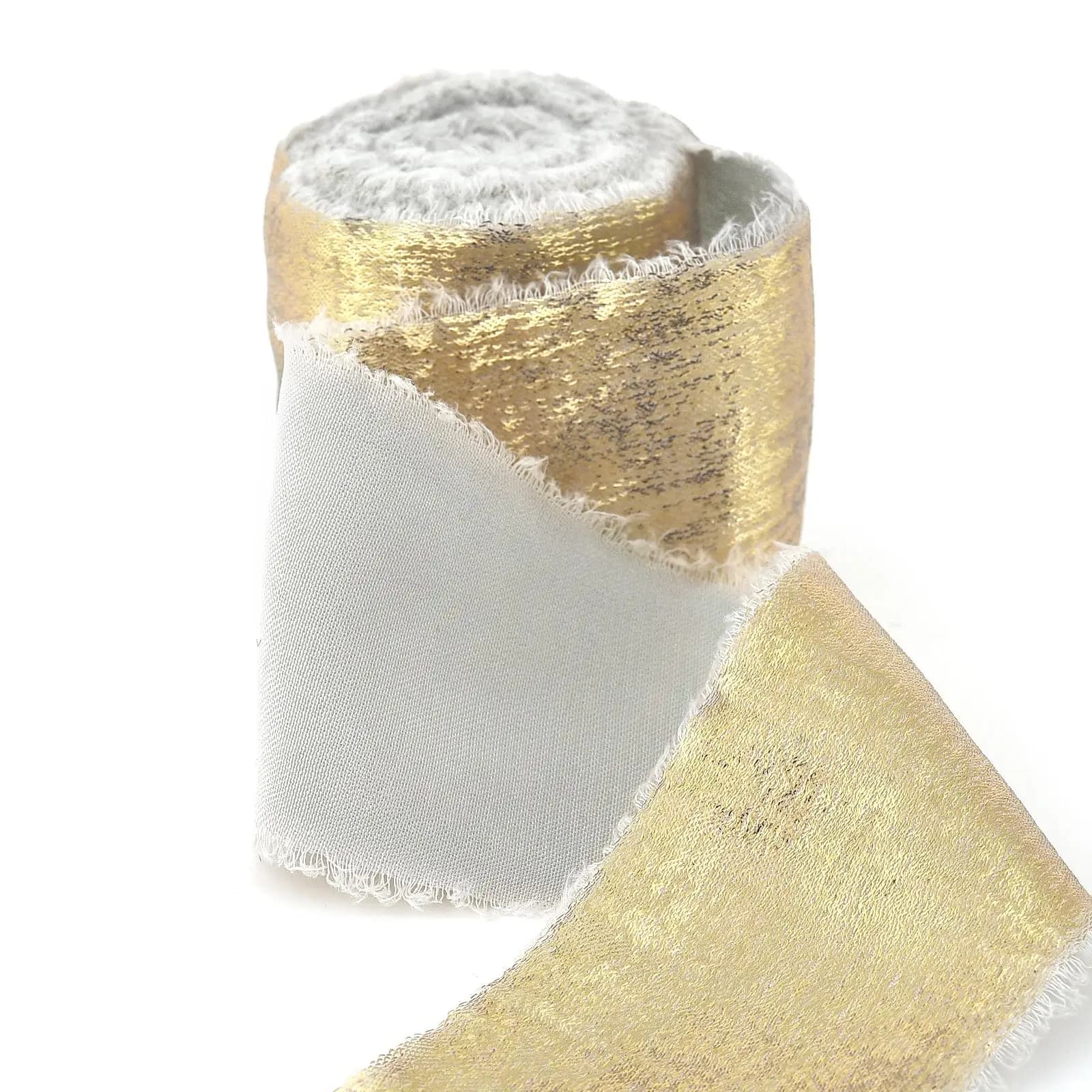 Rouleau de ruban en soie déchiré à la main, 5 m/rouleau, emballage de Bouquet de nœud papillon pour 