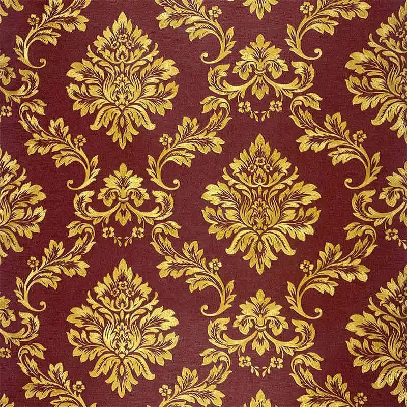 Papier peint damassé rouge de luxe, rouleau de papier peint 3D en PVC gaufré, épaissi, décor mural p