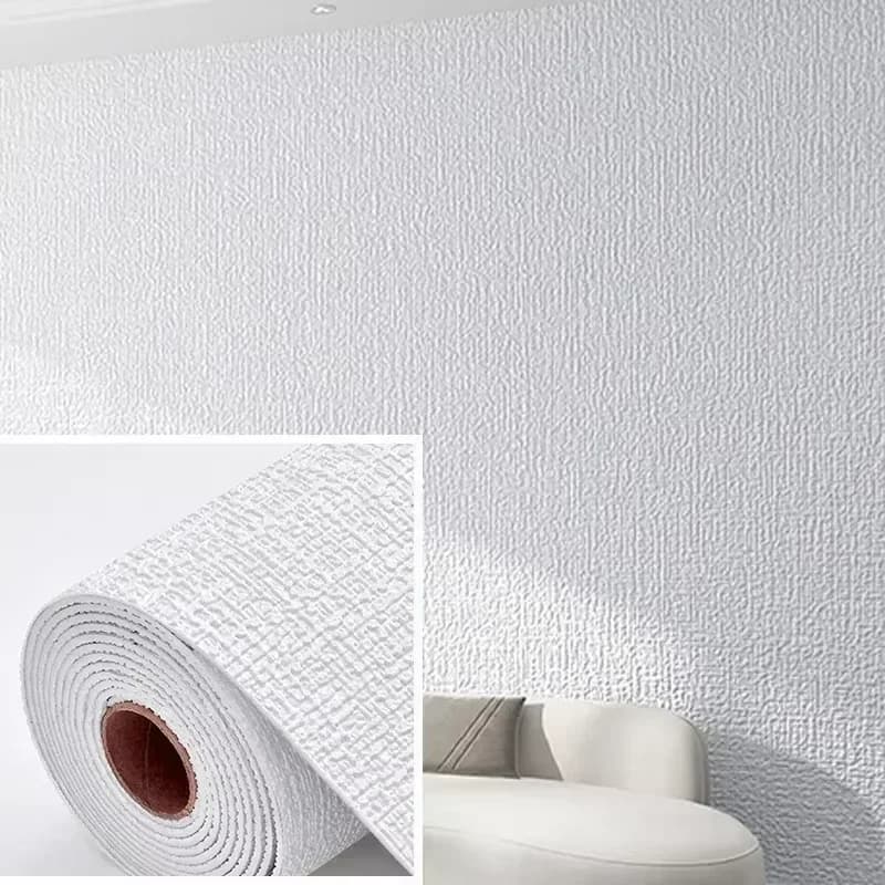 Autocollant mural 3D en lin de 50 cm de large, auto-adhésif, épais, imperméable, papier peint pour l