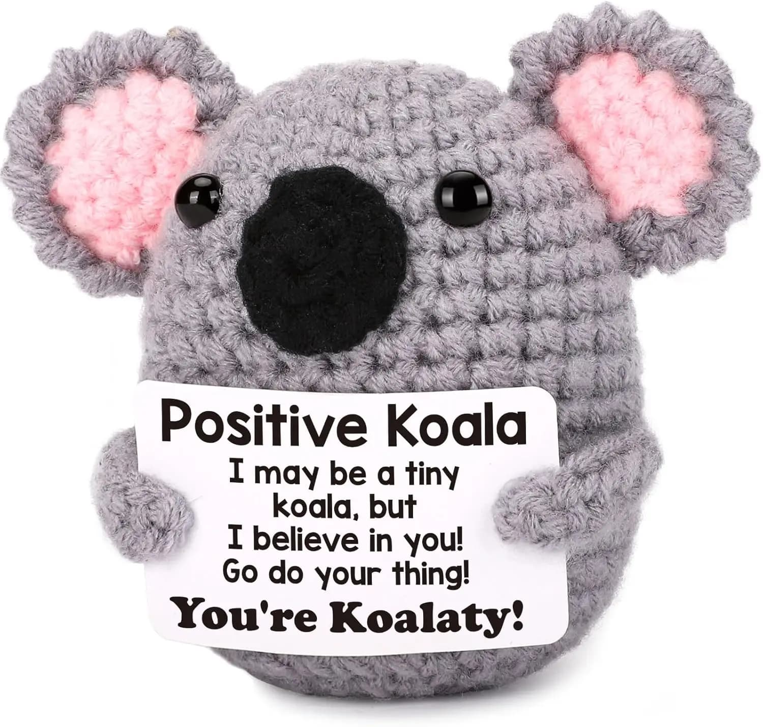 Poupée Koala au Crochet positif drôle, avec carte, décoration de salle de maison, animaux tricotés à