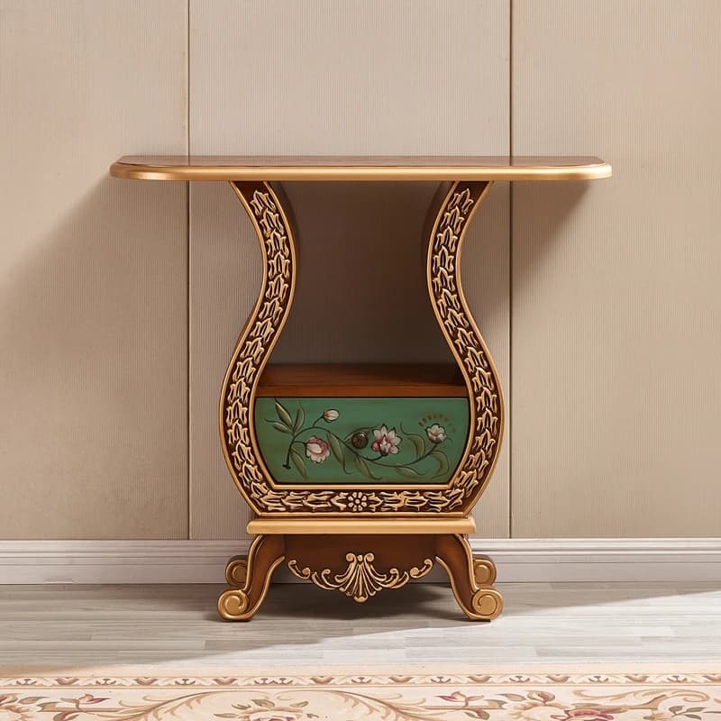 Table Console Vintage européenne du milieu du siècle, Table de beauté de luxe tendance pour couloir,